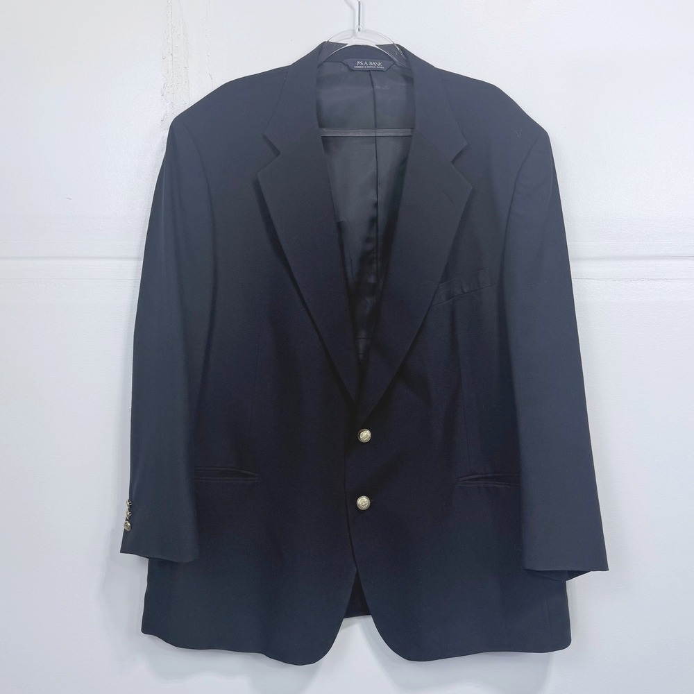 Jos. A. Bank Executive Collection Navy Blue Wool Blazer Gold Crest Buttons 50R